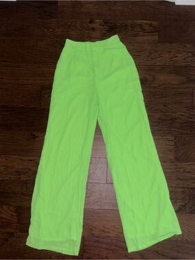 Fashion Nova Neon Lime Wide-Leg Women's Pants